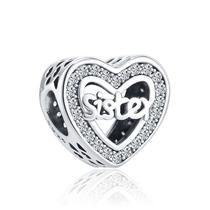 Berloque CORAÇÃO SISTER 2 em Prata S925 para pulseiras modelo Pandora ou Vivara Berloque CORAÇÃO SISTER 2 em Prata S925 para pulseiras modelo Pandora ou Vivara