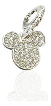 Berloque Cravejada Zircônia Mickey E Minnie Prata 925