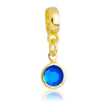 Berloque Cristal Azul Banhado a Ouro 18k Berloque Cristal Azul Banhado a Ouro 18k