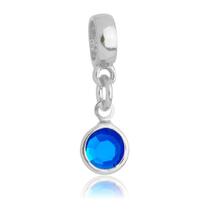 Berloque Cristal Azul Para Pandora Banhado a Prata 925