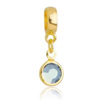 Berloque Cristal Cinza Banhado a Ouro 18k Berloque Cristal Cinza Banhado a Ouro 18k