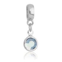 Berloque Cristal Cinza Banhado a Prata 925 Berloque Cristal Cinza Banhado a Prata 925