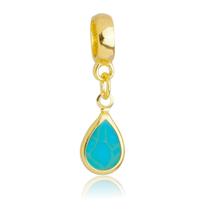 Berloque Cristal Jade Gota Banhado a Ouro 18k Berloque Cristal Jade Gota Banhado a Ouro 18k