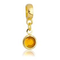 Berloque Cristal Marrom Banhado a Ouro 18k