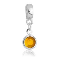 Berloque Cristal Marrom Banhado a Prata 925