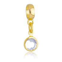 Berloque Cristal Transparente Banhado a Ouro 18k Berloque Cristal Transparente Banhado a Ouro 18k