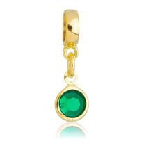 Berloque Cristal Verde Banhado a Ouro 18k Berloque Cristal Verde Banhado a Ouro 18k
