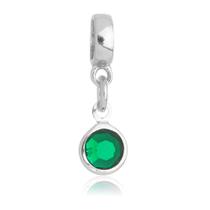 Berloque Cristal Verde Banhado a Prata 925 Berloque Cristal Verde Banhado a Prata 925