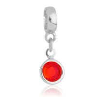 Berloque Cristal Vermelho Banhado a Prata 925 Berloque Cristal Vermelho Banhado a Prata 925