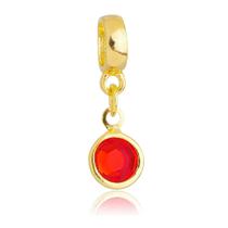 Berloque Cristal Vermelho Para Pandora Banhado a Ouro 18k