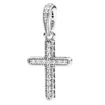 Berloque Crucifixo Cravejado Pulseira Joia Prata 925