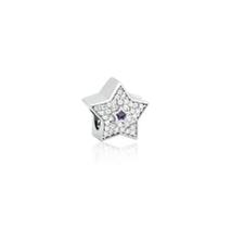 Berloque de estrela com cristal ametista banhado a ródio - joia de moda Berloque de estrela com cristal ametista banhado a ródio - joia de moda