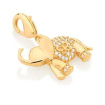 Berloque de ouro 18k feminino elefante borboleta zircônias rommanel 542399