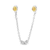 Berloque De Prata 925 Com Margarida, Borboleta E Coração Para Pulseira DIY Feminina