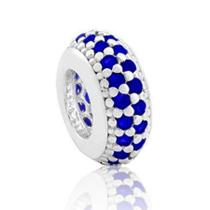 Berloque De Prata 925 P/ Pulseira Separador Zirconia Azul Berloque De Prata 925 P/ Pulseira Separador Zirconia Azul