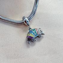 Berloque de Tatu Colorido em Aço Inox Esmaltado Charm para Pulseiras