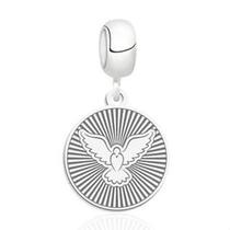 Berloque Divino Espírito Santo gravado prata 925 legítima