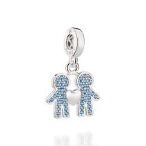 Berloque dois meninos de prata 925 AZUL 840153 Rommanel