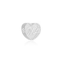 Berloque Espaçador 3D Coração Mãe Prata 925 Berloque Espaçador 3D Coração Mãe Prata 925