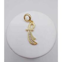 Berloque espada de iansã cravejado mm zircônias banhado ouro