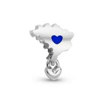 Berloque EU AMO MEU PAÍS em Prata S925 para pulseiras modelo Pandora ou Vivara Berloque EU AMO MEU PAÍS em Prata S925 para pulseiras modelo Pandora ou Vivara