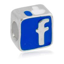 Berloque Facebook Separador Banhado a Prata 925 Berloque Facebook Separador Banhado a Prata 925