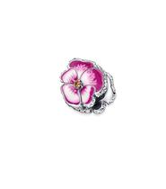 Berloque Flor Pequena Rosa em Prata 925