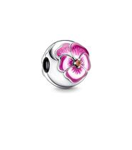 Berloque Flor Rosa Redonda em Prata 925