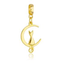 Berloque Gato na Lua Banhado a Ouro 18k