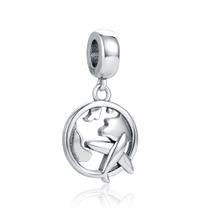 Berloque GLOBO E AVIÃO PRATA em Prata S925 para pulseiras modelo Pandora ou Vivara Berloque GLOBO E AVIÃO PRATA em Prata S925 para pulseiras modelo Pandora ou Vivara