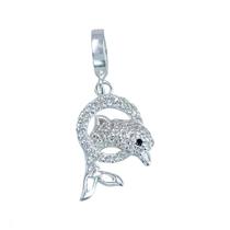 Berloque golfinho com zirconia cravada para pulseira - Prata 925