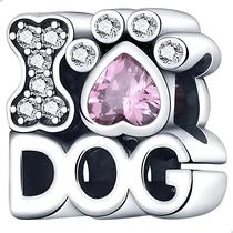 Berloque I Love Dog Cão Pet Cachorro em Prata 925
