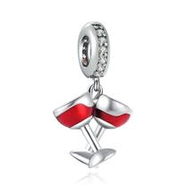 Berloque I LOVE VINO em Prata S925 para pulseiras modelo Pandora ou Vivara