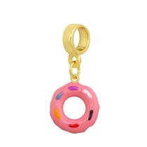 Berloque Infantil Donuts Resinado Folheado a Ouro