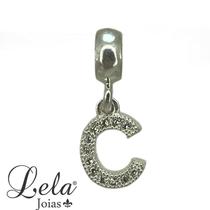 Berloque letras cravejadas prata 925