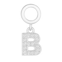 Berloque Letras Cravejado 1,5cm em Prata 925