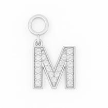 Berloque Letras Cravejado 1,5cm em Prata 925