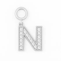 Berloque Letras Cravejado 1,5cm em Prata 925