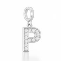 Berloque Letras Cravejado 1,5cm em Prata 925