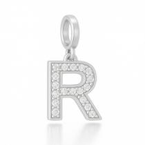 Berloque Letras Cravejado 1,5cm em Prata 925
