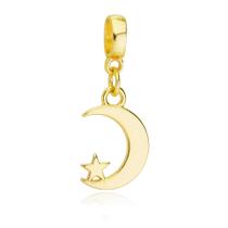 Berloque Lua com Estrela Para Pandora Banhado a Ouro 18k
