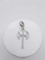 Berloque machado cravejado mm zircônias banhado a rhod