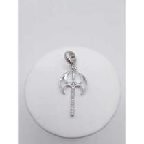 Berloque machado cravejado mm zircônias banhado a rhod