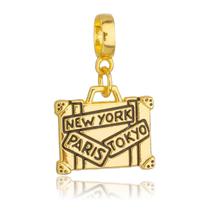 Berloque Mala de Viagem Banhado a Ouro 18k