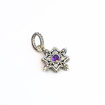 Berloque Mandala com Zirconia Roxa em Prata 925 Berloque Mandala com Zirconia Roxa em Prata 925