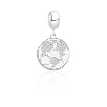 Berloque mapa mundi prata 925