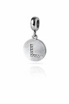 Berloque Medalha Letra L Cravejada Zircônia Em Aço Inox Berloque Medalha Letra L Cravejada Zircônia Em Aço Inox