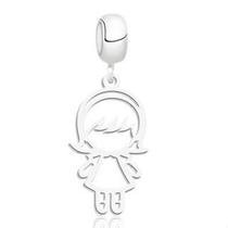 Berloque menina 2 vazada prata 925 legítima