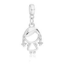 Berloque Menina Banhado a Prata 925 para Pulseira