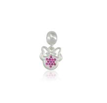 Berloque Minie Prata com Microzircônias Rubis - Acessório Elegante
